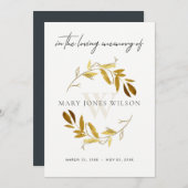 YELLOW GOLD FAUNA BEILEID MEMORIVICE INVITE DANKESKARTE (Vorne/Hinten)