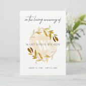 YELLOW GOLD FAUNA BEILEID MEMORIVICE INVITE DANKESKARTE (Stehend Vorderseite)