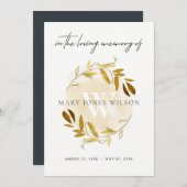 YELLOW GOLD FAUNA BEILEID MEMORIVICE INVITE DANKESKARTE (Vorne/Hinten)