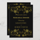 Yellow Gold Filigree am Schwarzen Probe Abendessen Einladung (Vorne/Hinten)