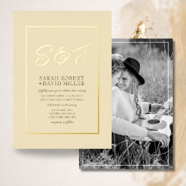 Yellow Gold Frame Foto der Klasse Earth Tone Lemon Folieneinladung