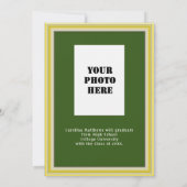 Yellow Gold Frame Green Dinner Abschluss Einladung (Rückseite)