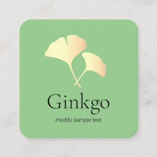 Yellow Gold Ginkgo Leaf Logo Quadratische Visitenkarte