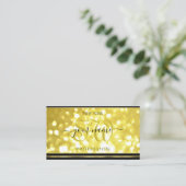 Yellow Gold Glitter Black Golden Border Initials Visitenkarte (Stehend Vorderseite)