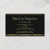 Yellow Gold Glitter Stars Golden Border on Black Visitenkarte (Rückseite)