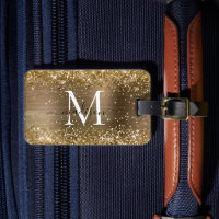 Yellow Gold Glitzer Brushed Metal Monogram Script