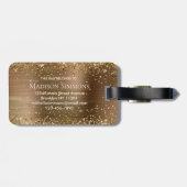 Yellow Gold Glitzer Brushed Metal Monogram Script Gepäckanhänger (Rückseite horizontal)
