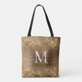 Yellow Gold Glitzer Brushed Metal Monogram Script Tasche (Rückseite)