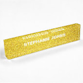 Yellow Gold Glitzer Sparkle Monogram Name Class Namensplakette