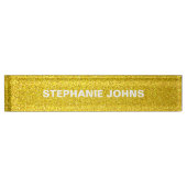 Yellow Gold Glitzer Sparkle Monogram Name Class Namensplakette (Vorderseite)
