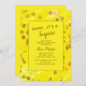Yellow Gold Glitzern Surprise Birthday Party Einladung (Vorne/Hinten)