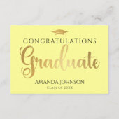 Yellow Gold Graduate Words of Wisdom Abschluss Begleitkarte (Vorderseite)