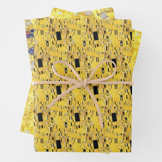 Yellow Gold Gustav Klimt Patterns Plätze Ovalen Geschenkpapier Set (Beispiel)