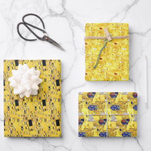 Yellow Gold Gustav Klimt Patterns Plätze Ovalen Geschenkpapier Set