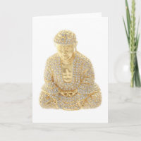 Yellow Gold Kristall Budda Geburtstagskarte