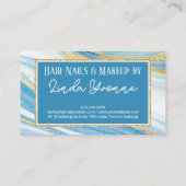 Yellow Gold Light Blue Marble Agate Art Muster Visitenkarte (Rückseite)