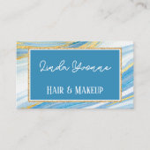 Yellow Gold Light Blue Marble Agate Art Muster Visitenkarte (Vorderseite)