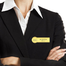 Yellow Gold Metallic Round Circle Custom Logo Namensschild