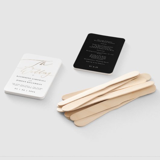 Yellow Gold Modern Calligraphy Wedding Program Fächer (Non-assembled)