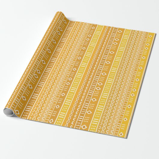 Yellow Gold Modern Mud Tuch Wrapping Paper Geschenkpapier (Ungerollt)