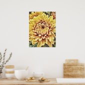Yellow Gold Mum Blume Fotokunst Print Poster (Küche)