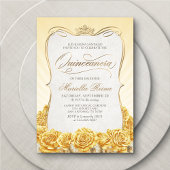 Yellow Gold Quinceañera Einladung