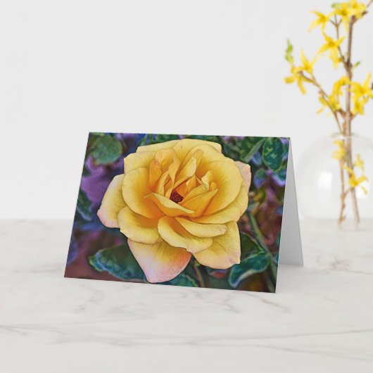 Yellow Gold Rose Blume Art Note Card Karte (Gelbe Blume)