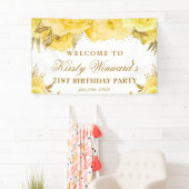 Yellow Gold Rose Geburtstag Willkommen Banner (Insitu)