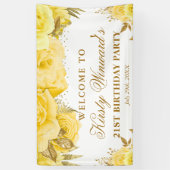 Yellow Gold Rose Geburtstag Willkommen Banner (Vertikal)