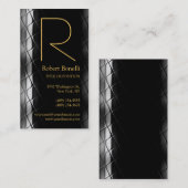 Yellow Gold Silver Gray Monogram Business Card Visitenkarte (Vorne/Hinten)