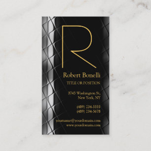 Yellow Gold Silver Gray Monogram Business Card Visitenkarte