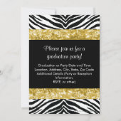 Yellow Gold Sparkle Zebra Bow Abschluss Einladung (Rückseite)