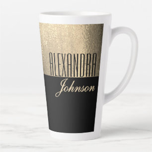 Yellow Gold und Black Luxus Moderner Name Milchtasse