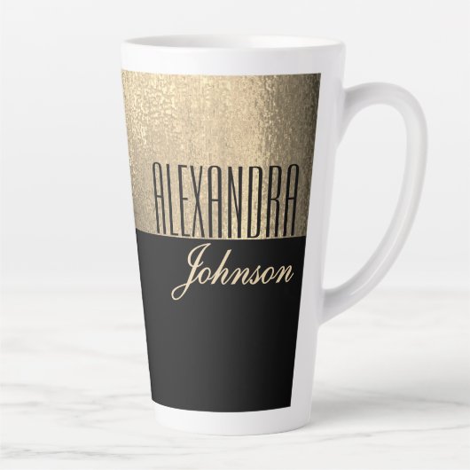 Yellow Gold und Black Luxus Moderner Name Milchtasse (Rechts)