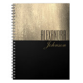 Yellow Gold und Black Simple Name Notebook Notizblock (Vorderseite)