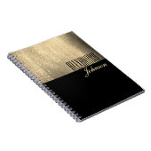 Yellow Gold und Black Simple Name Notebook Notizblock (Rechte Seite)