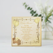 Yellow & Gold Vintage Babydusche Einladung (Stehend Vorderseite)