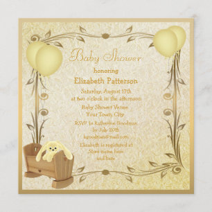Yellow & Gold Vintage Babydusche Einladung