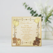 Yellow & Gold Vintage Babydusche Einladung (Stehend Vorderseite)