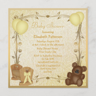 Yellow & Gold Vintage Babydusche Einladung