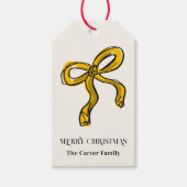 Yellow Gold Watercolor Christmas Bow Sketch Geschenkanhänger (Vorderseite)