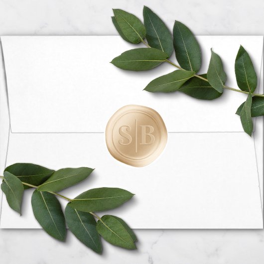 Yellow Gold Wax Siegel Wedding Monogram Sticker