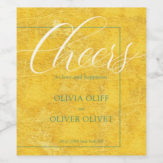 Yellow Gold Wedding Weinetikett (Einzelnes Label)