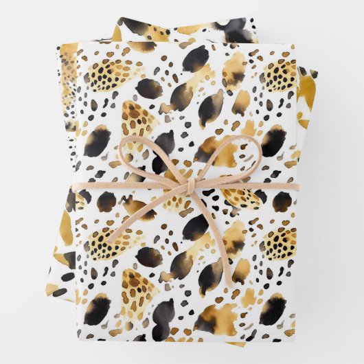 Yellow Gold White Black Leopard Geschenkpapier Set (Beispiel)
