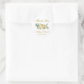 Yellow Gold White Floral Wedding Vielen Dank Runder Aufkleber (Tasche)