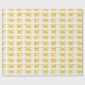 Yellow Gold White Plaid Stripes Birthday Geschenkpapier (Flach)