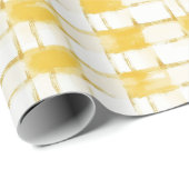 Yellow Gold White Plaid Stripes Birthday Geschenkpapier (Rolleneckpunkt)