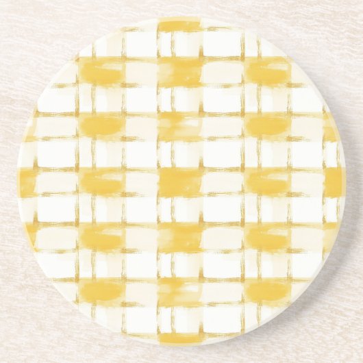 Yellow Gold White Plaid Stripes Getränkeuntersetzer (Vorne)