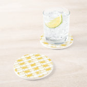 Yellow Gold White Plaid Stripes Getränkeuntersetzer (Seite)