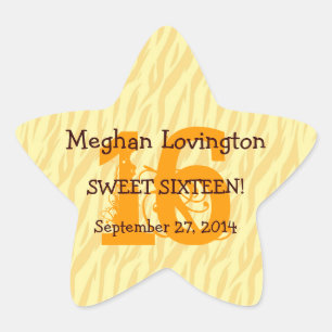 Yellow Gold Zebra Sweet 16 Celebration Gift Set Stern-Aufkleber